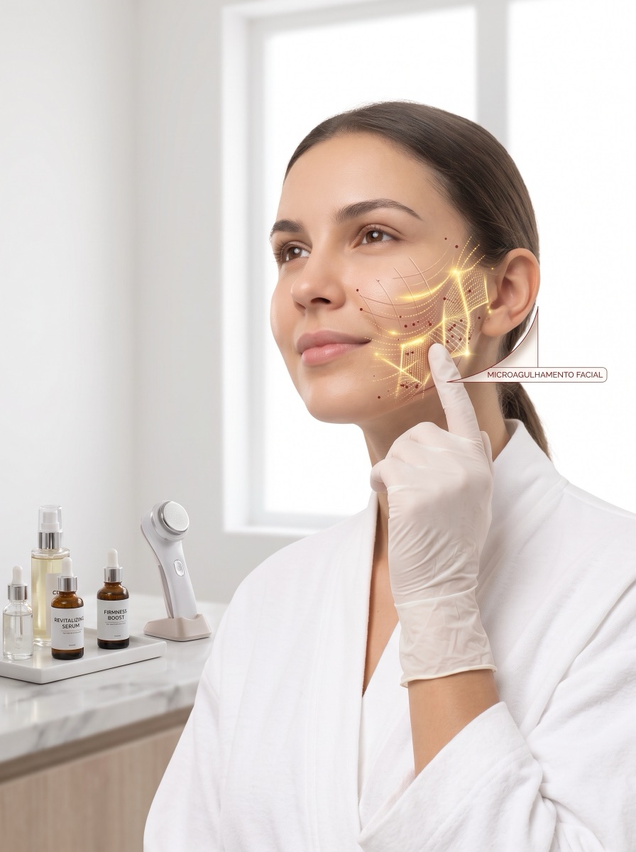 Procedimento de microagulhamento facial