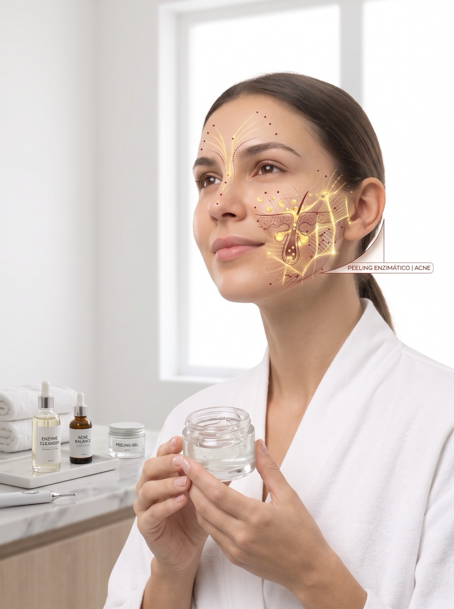 Peeling enzimático para pele acneica